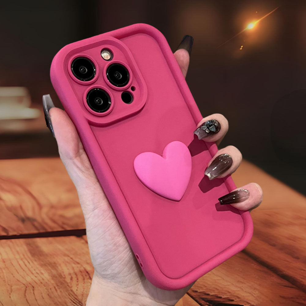 Romantic Heart Design: Matte Protective Case for iPhone 16, 15 & 14 || Ultra-Safe & Stylish || Trendy 3D Love Matte Case ||  iPhone Pro Max Case