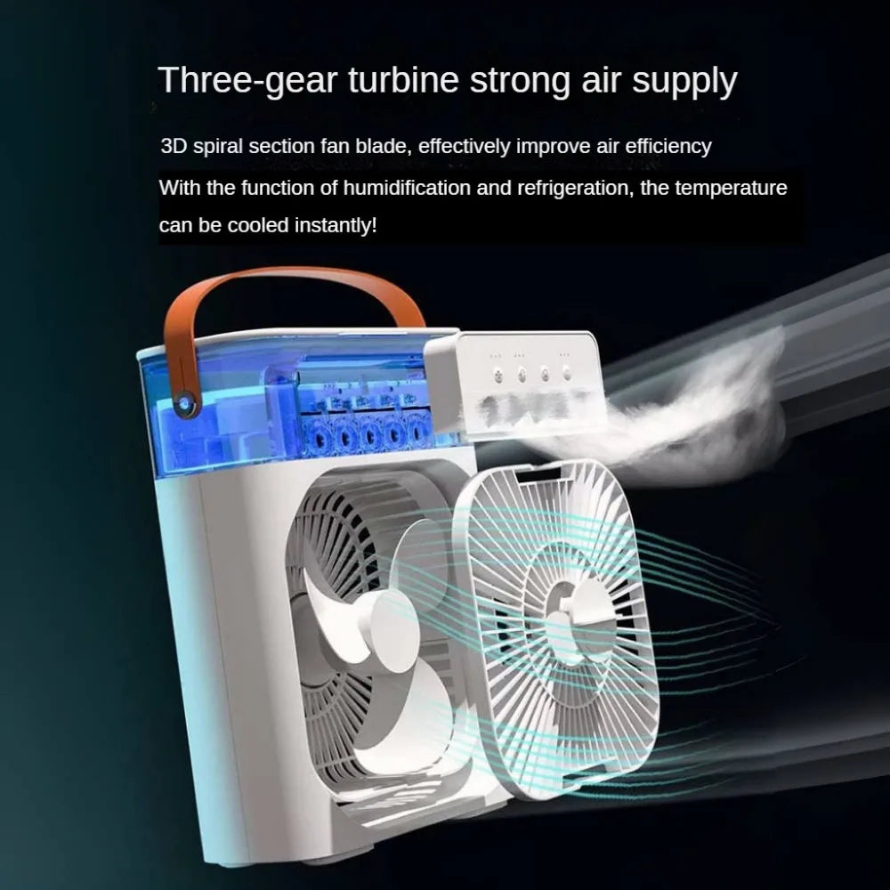 Mini Cooling Fan || Silent Water Cool Fan: Ultra-Quiet, Powerful Chill || 5-Hole USB Fan Humidifier: Portable Summer Cooler