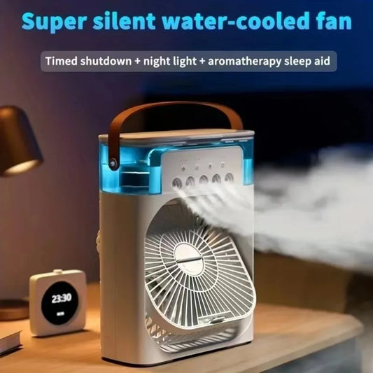 Mini Cooling Fan || Silent Water Cool Fan: Ultra-Quiet, Powerful Chill || 5-Hole USB Fan Humidifier: Portable Summer Cooler